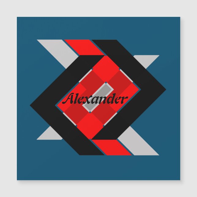 Geometric blue grey red black personalized simply (Front)