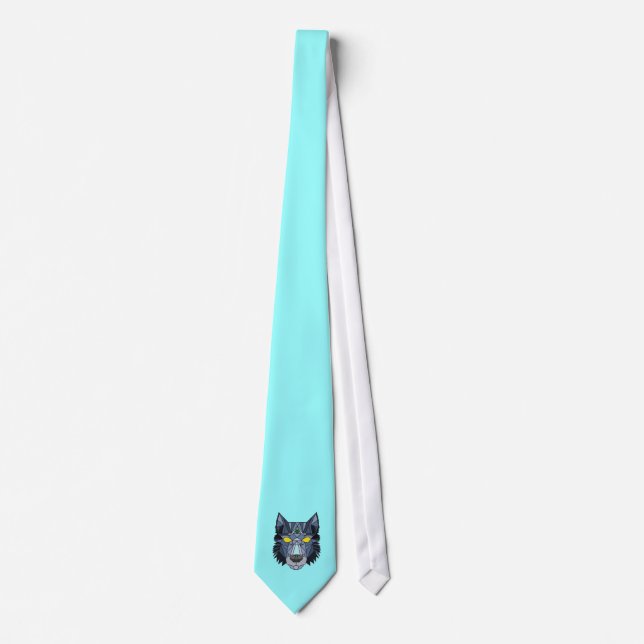 Geometric Blue Hipster Wolf Tie (Front)