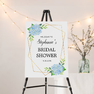Geometric Blue Hydrangea Botanical Bridal Shower Foam Board