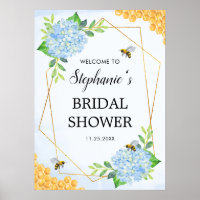 Geometric Blue Hydrangea Honey Bee Bridal Shower