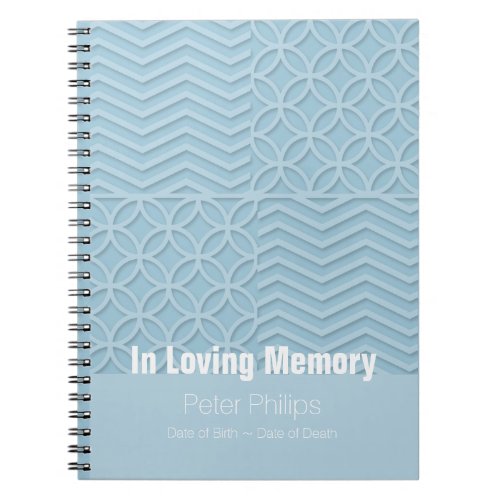 Geometric Blue Memorial Service Funeral Guest Book
