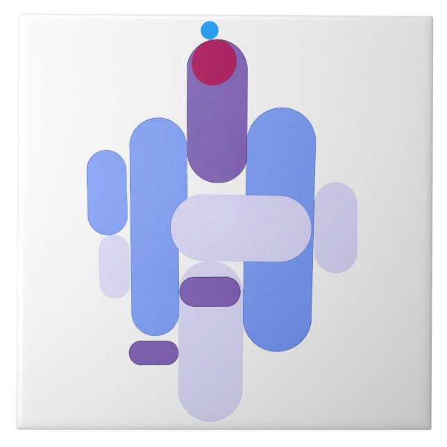 GeoMetric Blue Pattern Ceramic Tile (Front)