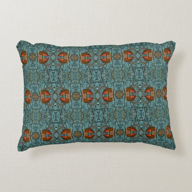 Geometric Blue Pattern Decorative Pillow (Front)