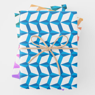 Geometric Blue Pattern Design Wrapping Paper Sheets