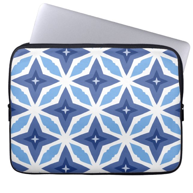 Geometric Blue Pattern Gel Mouse Pad Laptop Sleeve (Front)
