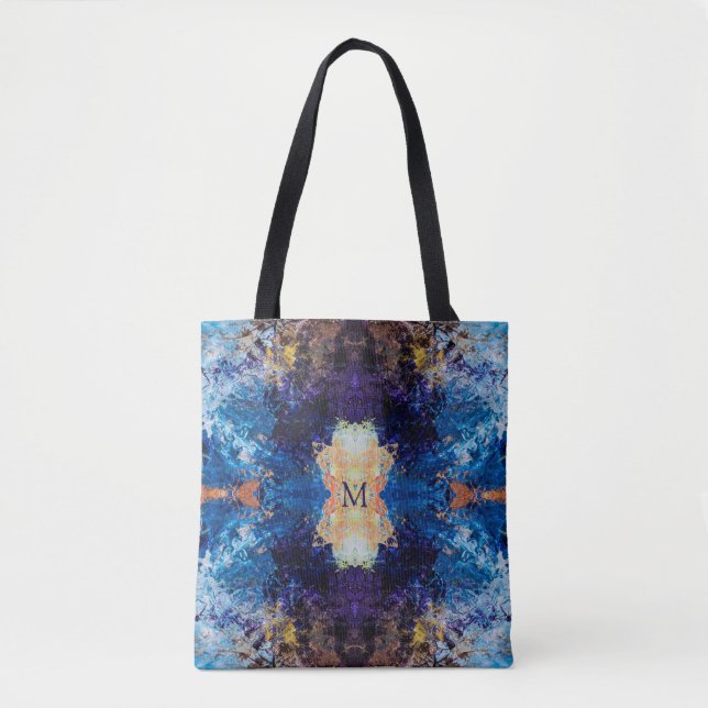 Geometric Blue Purple Brown Art Tote Bag (Front)
