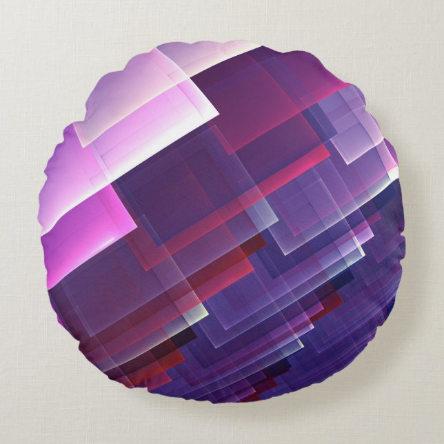 Geometric Blue Round Pillow (Front)