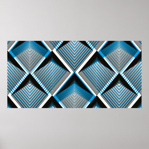 Geometric blue stripy overlay seamless pattern, br poster