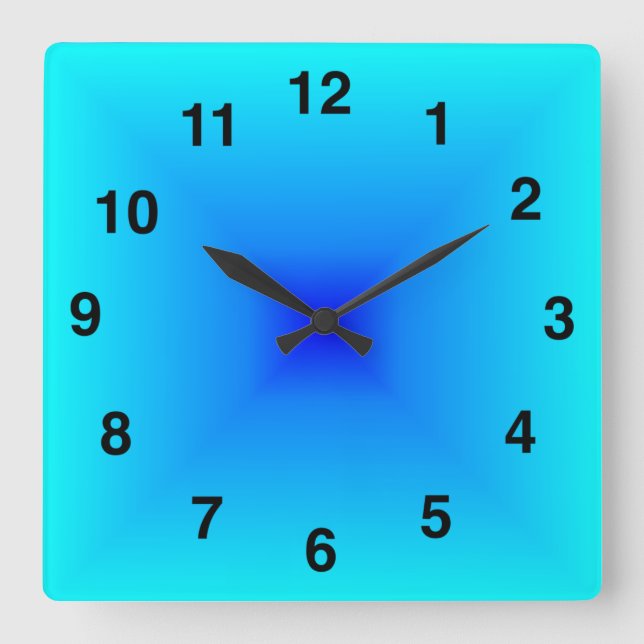 Geometric Blue Stylized Elegant New Design Square Wall Clock (Front)