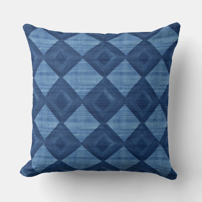  Geometric Blue Throw Pillow (Front)