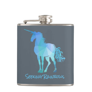 Geometric Blue Unicorn Flask