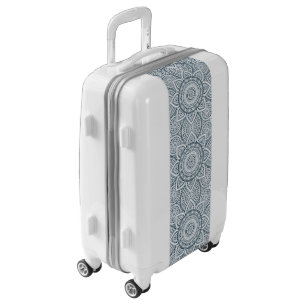 Geometric Blue white Floral Mandala pattern Luggage