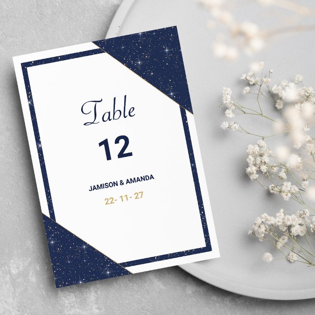 Geometric blue white gold glitter Table Numbers (Geometric blue white gold glitter Table Numbers)