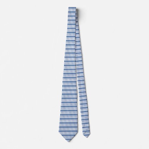 Geometric Blue White Pattern Neck Tie