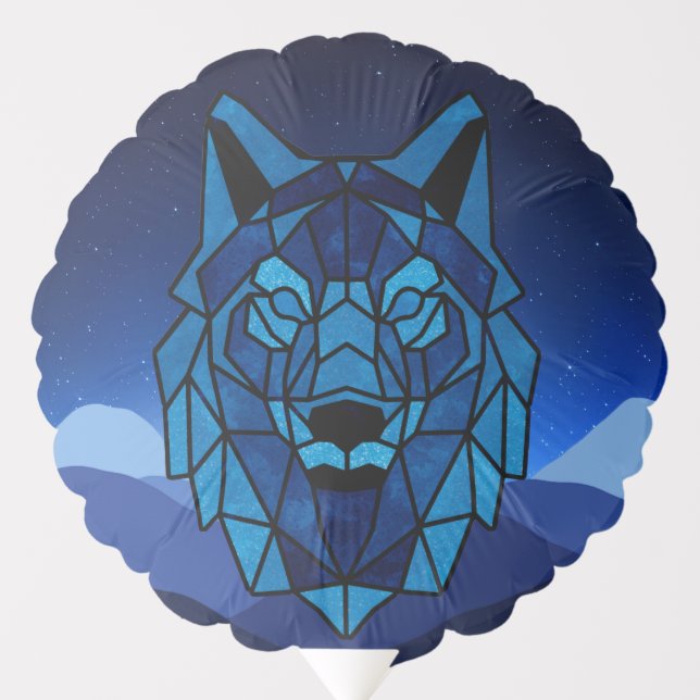 Geometric Blue Wolf  Balloon (Front)
