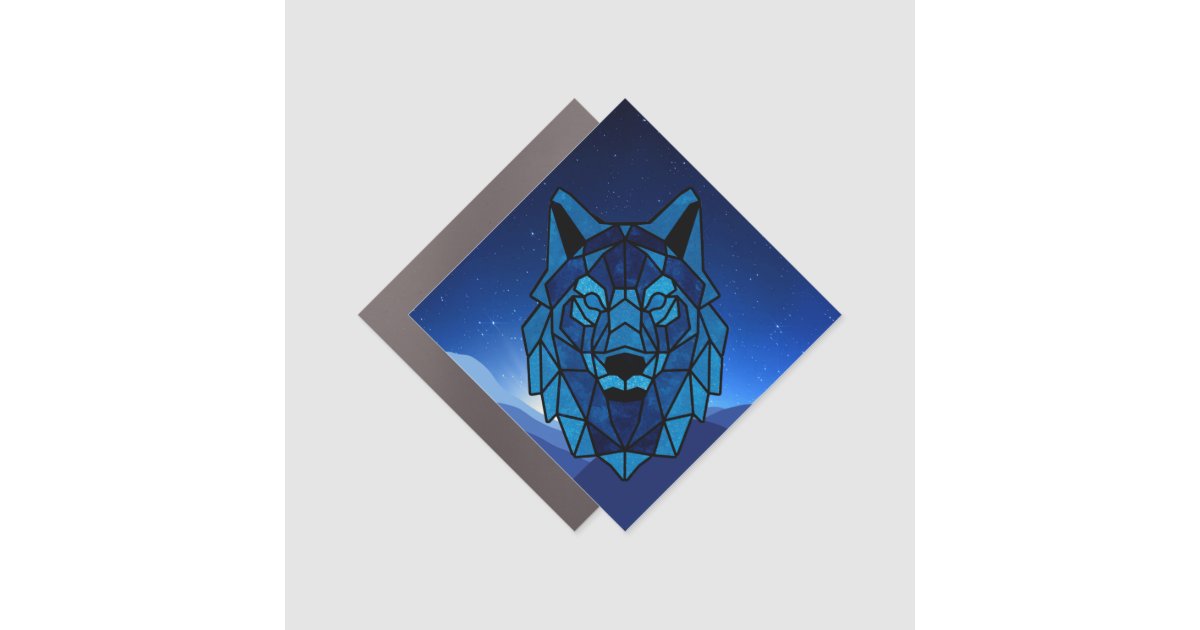 Geometric Blue Wolf Car Magnet | Zazzle