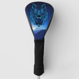 Geometric Blue Wolf Golf Head Cover