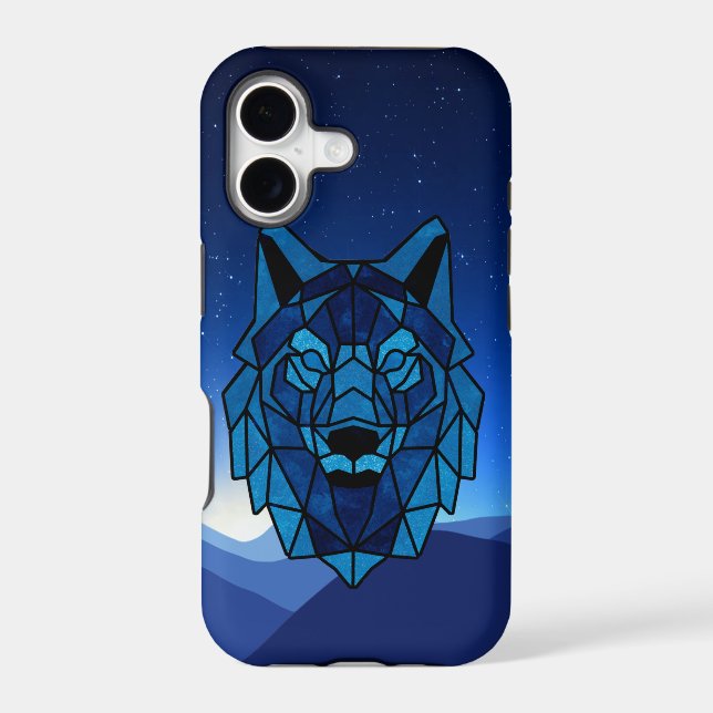 Geometric Blue Wolf  Iphone Case (Back)
