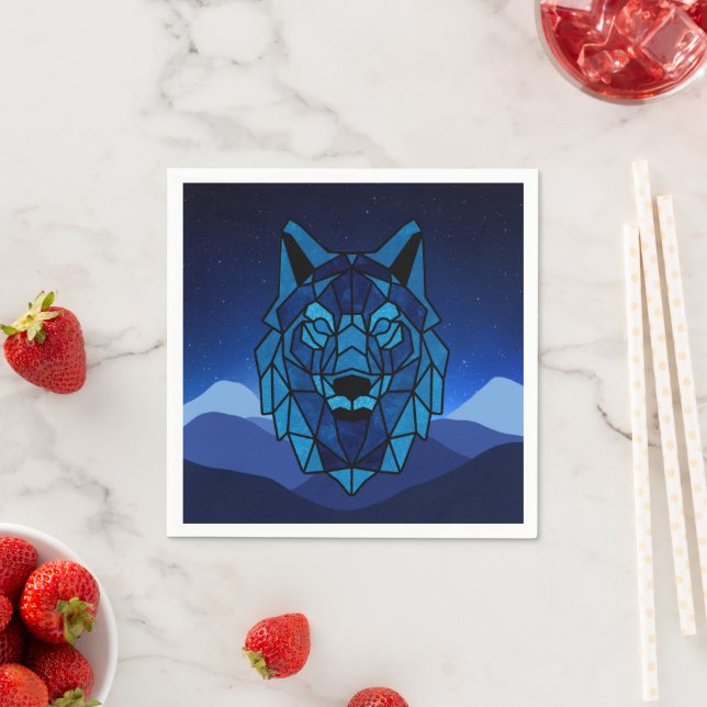 Geometric Blue Wolf  Napkins (Insitu)