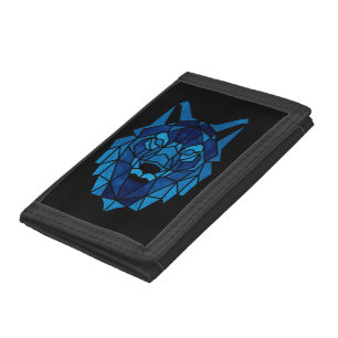 Geometric Blue Wolf  Trifold Wallet