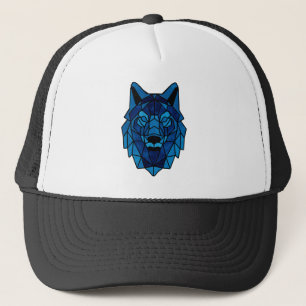 Geometric Blue Wolf  Trucker Hat