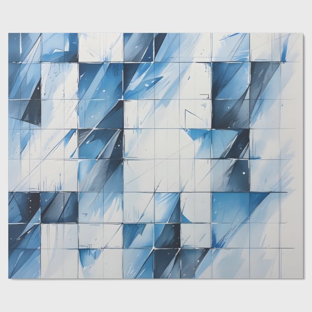 Geometric Blue Wrapping Paper (Flat)