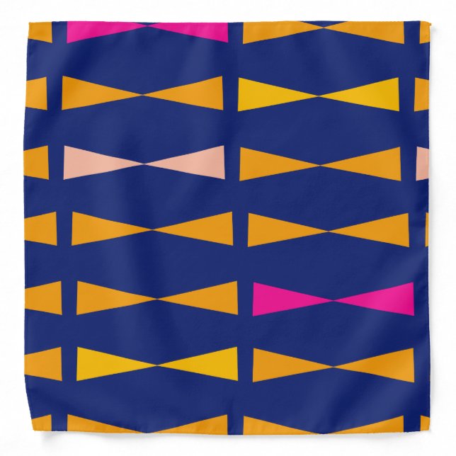 Geometric Blue Yellow Bold Pattern Bandana (Front)