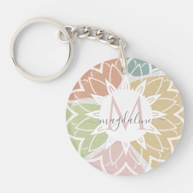 Geometric Blush Abstract Name Monogram Keychain (Front)