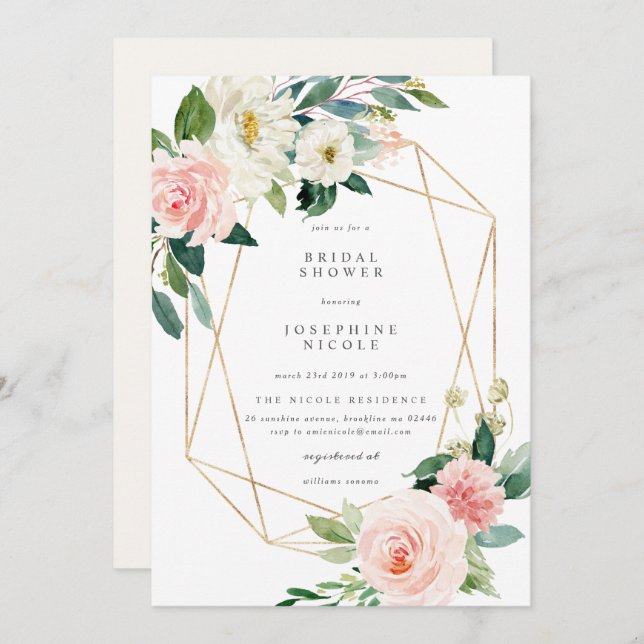 Geometric Blush Bridal Shower Invitation (Front/Back)