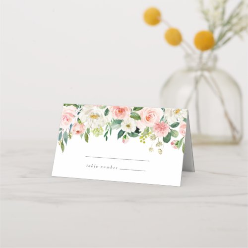 Geometric Blush Floral Wedding Place Cards