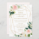 Geometric Blush Gold Floral 80th Birthday Invite<br><div class="desc">More modern floral Birthday Invitations in the Little Bayleigh Store!</div>