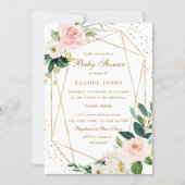 Geometric Blush Gold Floral Baby Shower Invitation (Front)