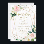 Geometric Blush Gold Floral Save The Date Invite<br><div class="desc">More modern floral Wedding Save The Dates Invitations in the Little Bayleigh Store!</div>