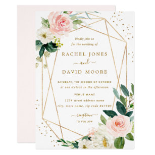 Blush And Gold Wedding Invitations Zazzle