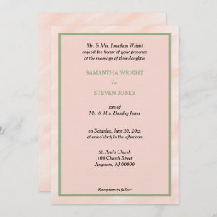 Geometric Blush Sage Green Watercolor Wedding Invitation