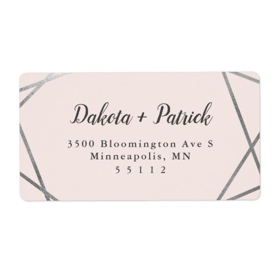 Geometric Blush Silver Return Address Label
