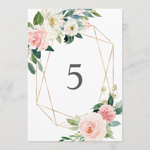 Geometric Blush Table Number Cards