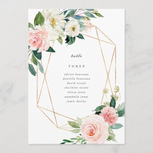 Geometric Blush Table Number Seating Cards