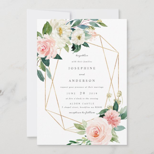 Geometric Blush Wedding Invitation (Front)