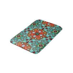 Geometric Bohemian Moroccan Mandala Art Pattern Bath Mat
