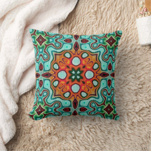 Geometric Bohemian Moroccan Mandala Art Pattern Throw Pillow