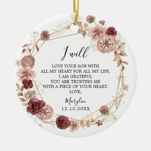 Geometric Boho Floral Mother Of The Groom Gift Cer Ceramic Ornament