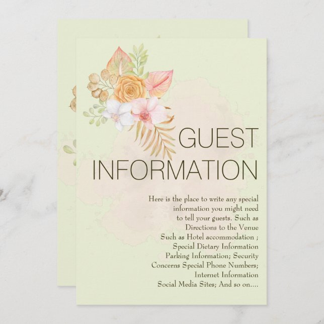 Geometric Boho Floral Special Wedding Information Invitation (Front/Back)