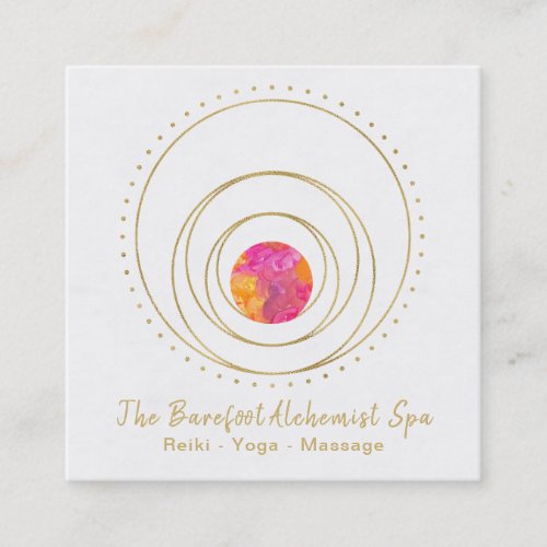   Geometric Boho Gold Sacred Geometry Lunar Square Business Card