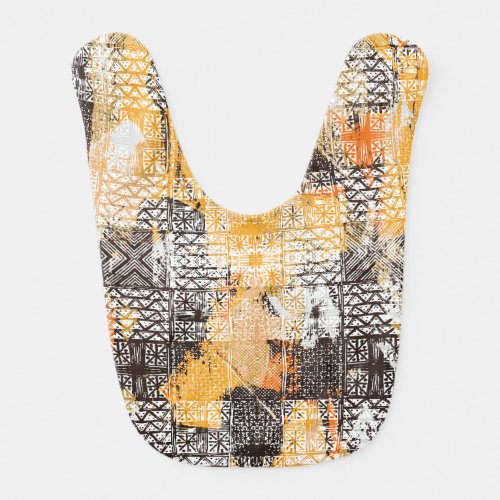 Geometric Boho Tribal Distressed Pattern Baby Bib