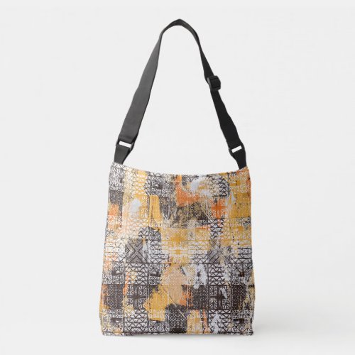 Geometric Boho Tribal Distressed Pattern Crossbody Bag
