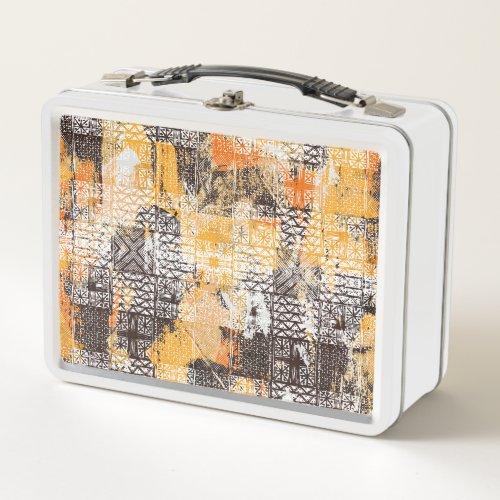 Geometric Boho Tribal Distressed Pattern Metal Lunch Box