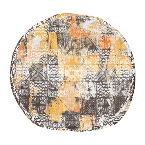 Geometric Boho Tribal Distressed Pattern Pouf