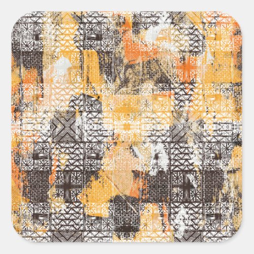 Geometric Boho Tribal Distressed Pattern Square Sticker