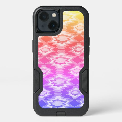 Geometric Boho Watercolor Pattern Pink Purple iPhone 13 Case